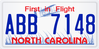 NC license plate ABB7148