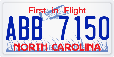 NC license plate ABB7150