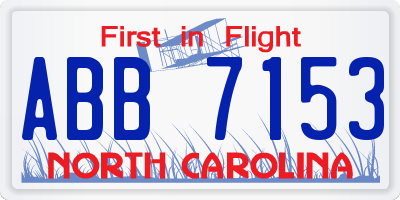 NC license plate ABB7153
