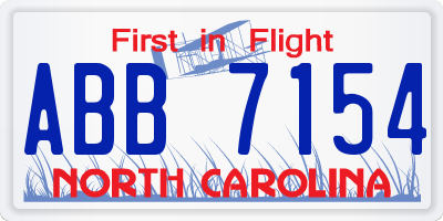 NC license plate ABB7154