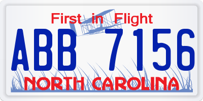 NC license plate ABB7156