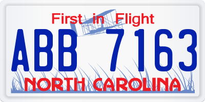 NC license plate ABB7163