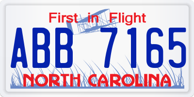 NC license plate ABB7165