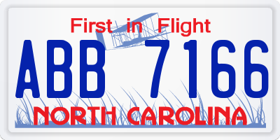 NC license plate ABB7166