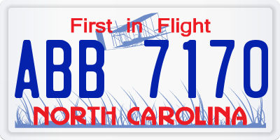 NC license plate ABB7170