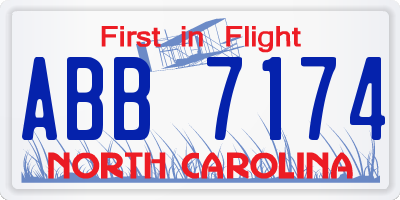 NC license plate ABB7174
