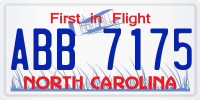 NC license plate ABB7175