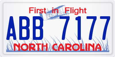NC license plate ABB7177