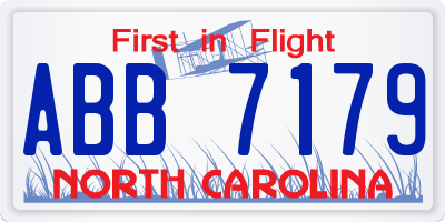 NC license plate ABB7179