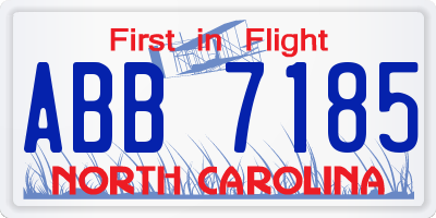 NC license plate ABB7185