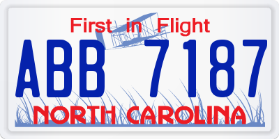 NC license plate ABB7187
