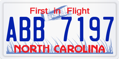 NC license plate ABB7197
