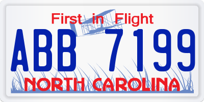 NC license plate ABB7199