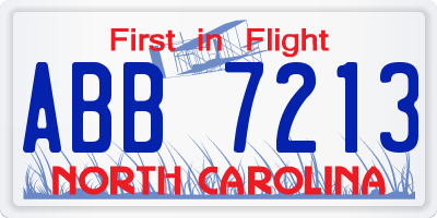 NC license plate ABB7213