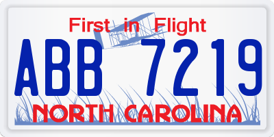 NC license plate ABB7219