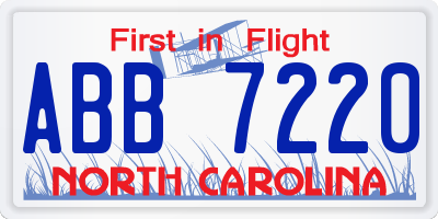 NC license plate ABB7220
