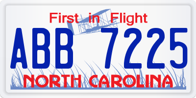 NC license plate ABB7225