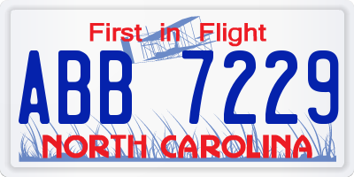 NC license plate ABB7229