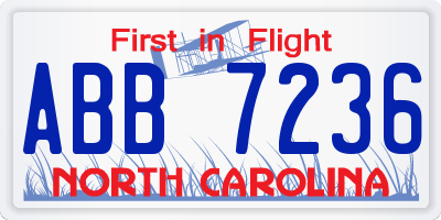 NC license plate ABB7236