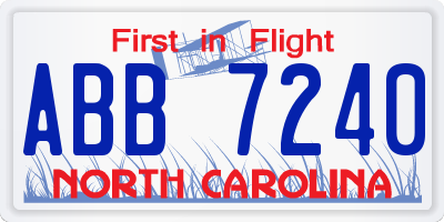 NC license plate ABB7240