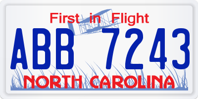 NC license plate ABB7243