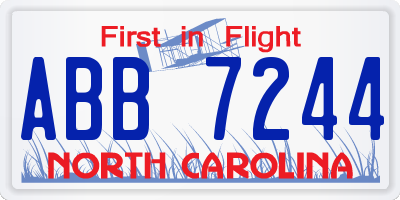 NC license plate ABB7244