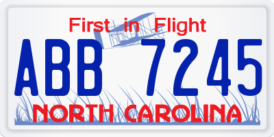NC license plate ABB7245