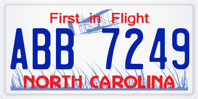 NC license plate ABB7249
