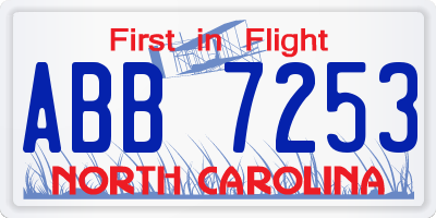 NC license plate ABB7253