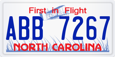 NC license plate ABB7267
