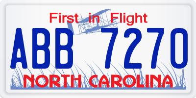 NC license plate ABB7270
