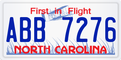 NC license plate ABB7276