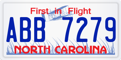 NC license plate ABB7279