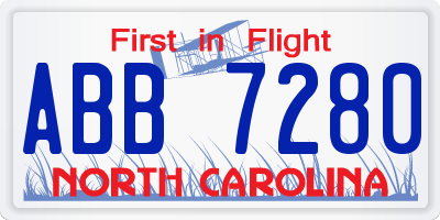 NC license plate ABB7280