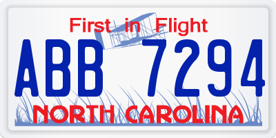 NC license plate ABB7294