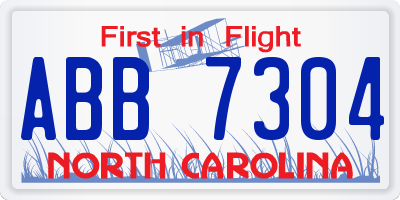 NC license plate ABB7304