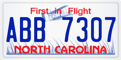 NC license plate ABB7307