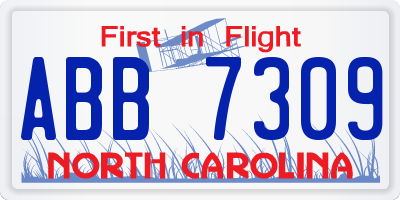 NC license plate ABB7309