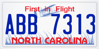 NC license plate ABB7313