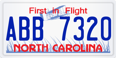 NC license plate ABB7320