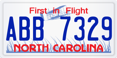 NC license plate ABB7329