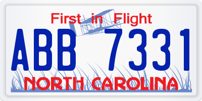 NC license plate ABB7331