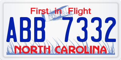 NC license plate ABB7332