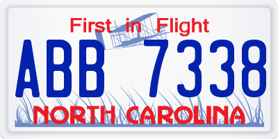 NC license plate ABB7338