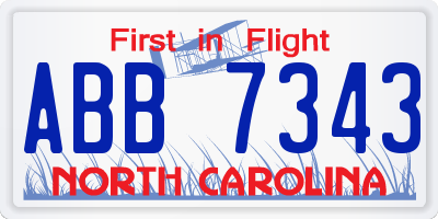 NC license plate ABB7343