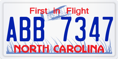 NC license plate ABB7347