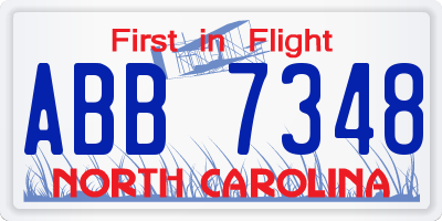 NC license plate ABB7348