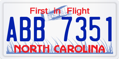 NC license plate ABB7351