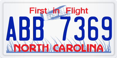 NC license plate ABB7369