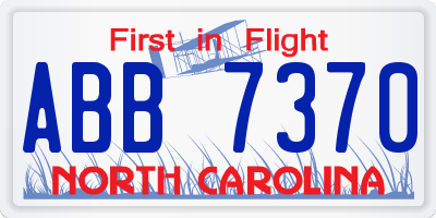 NC license plate ABB7370